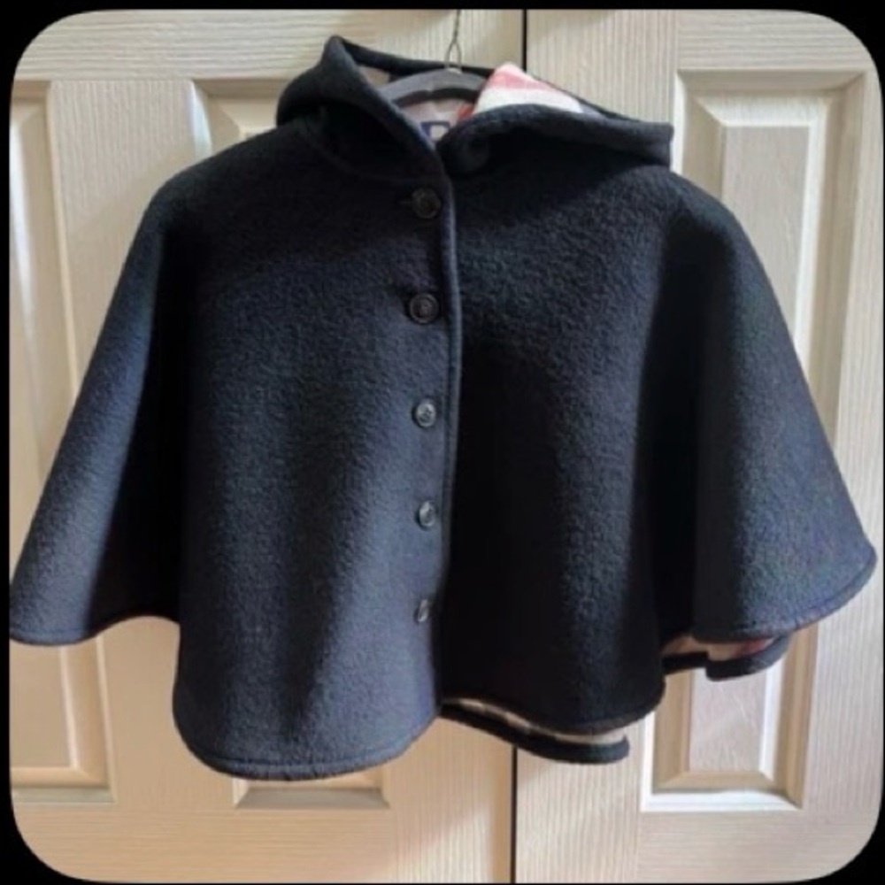 AUTH Burberry Hooded Cape Poncho L